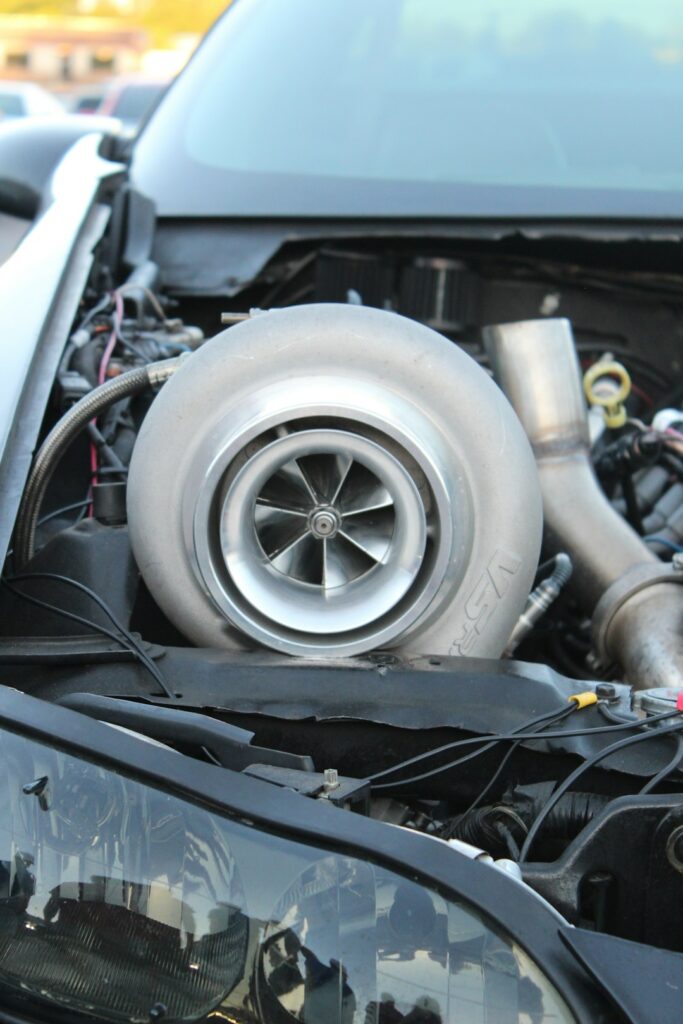 a car with a large tire